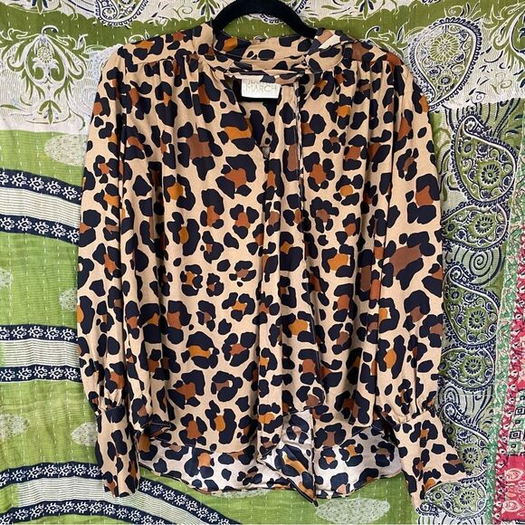 Judith March Anthropologie Leopard Print Neck Tie Blouse Size Small - Picture 1 of 13
